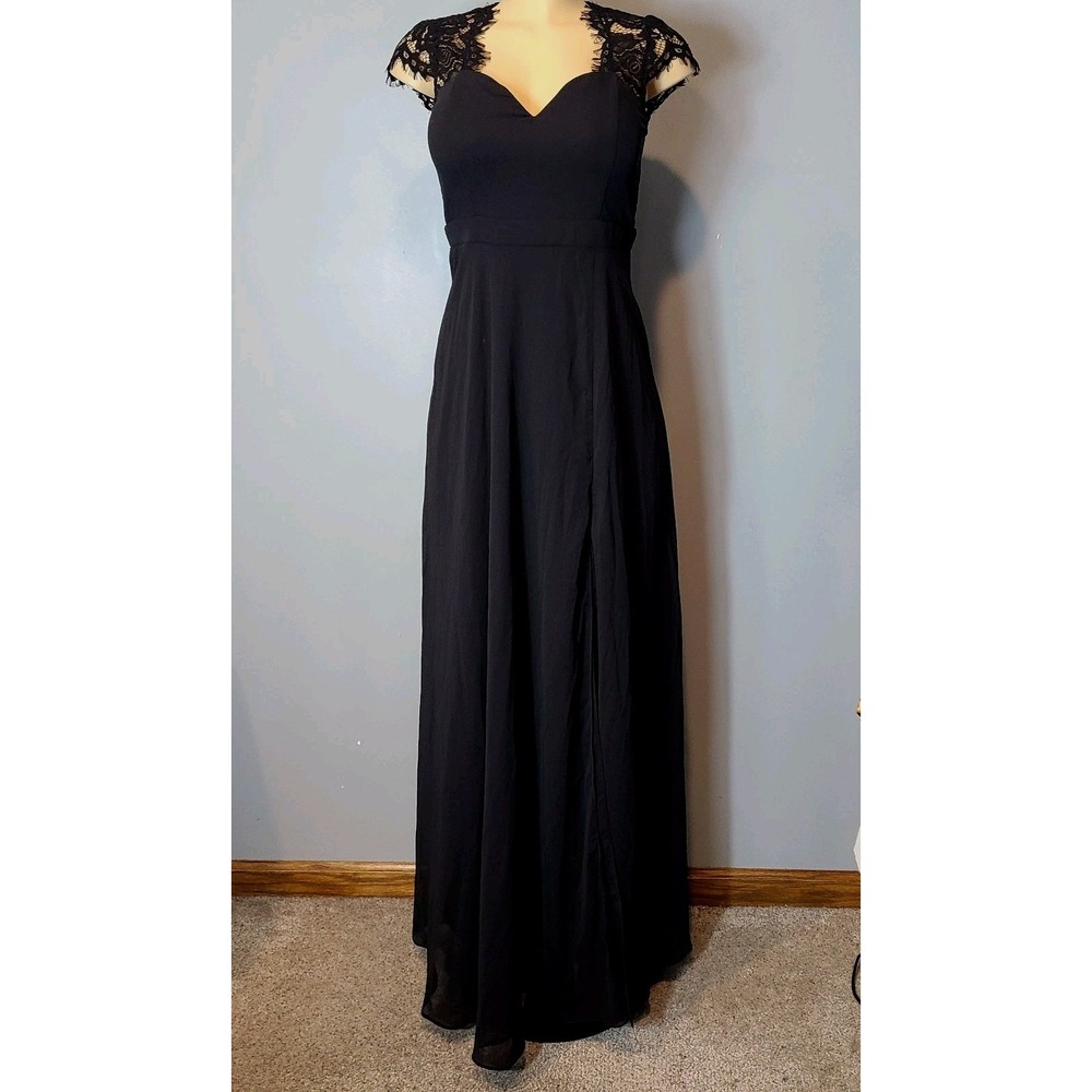 Lulus Black Lace Maxi Dress Size Small Sweetheart Hoco Wedding Formal Gown Goth